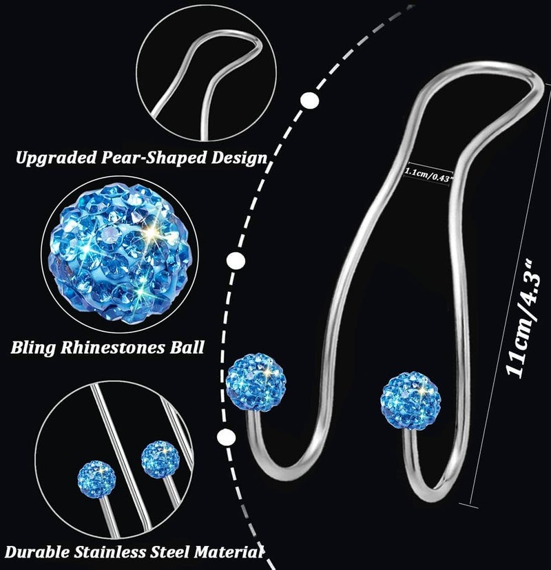 MTGOCHA Bling Purse Hook for Car Headrest, Upgraded Cute Car Seat Hooks for Bag Handbag, Durable Stainless Auto Purse Hanger Holder 2 Pack, Light Blue - Image 3